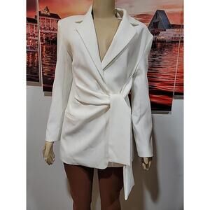 Style Mafia Women's Size M Off White Tie Front Jacket Blazer #CB8